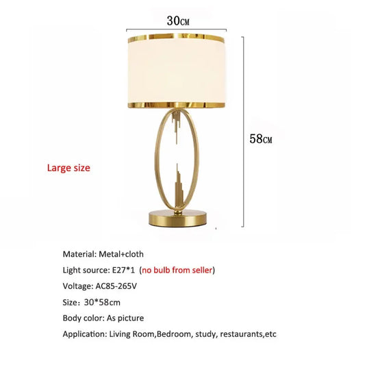 Post Modern Metal Table Lamp Creative European Hotel Living Room Study Bedroom Bedside Decorative Desk Lamp cloth Large Size