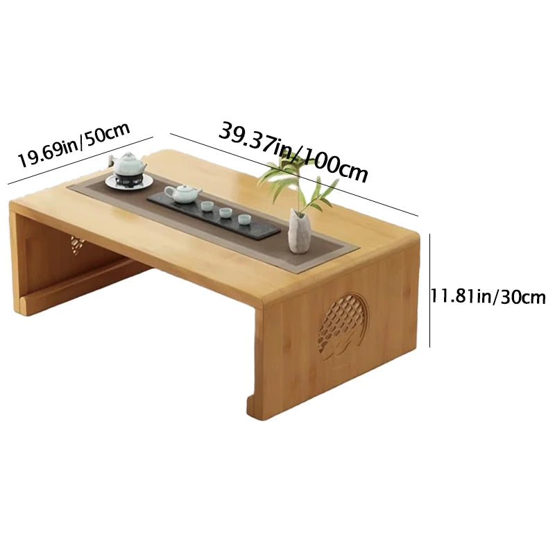 Foldable coffee table, Japanese-style low table, no assembly required, suitable for sitting on the floor, a low tatami table.