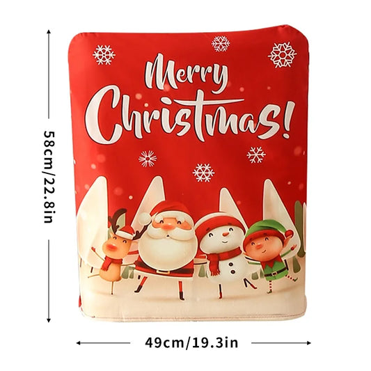 1PC Christmas Chair Back Cover Red Classic Christmas Pattern Merry Christmas For Restaurant Hotel Holiday Party Decoration