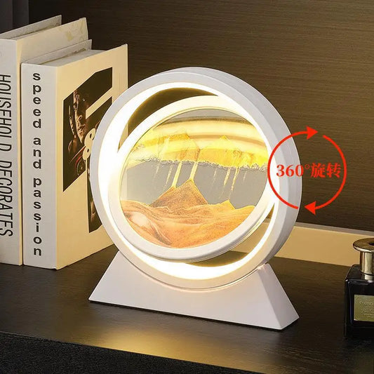 LED Moving Sand Art Table Lamp Quicksand Night Light 3D Sandscape Hourglass Bedside Lamps Flowing Sand Painting Home Decor Gifts