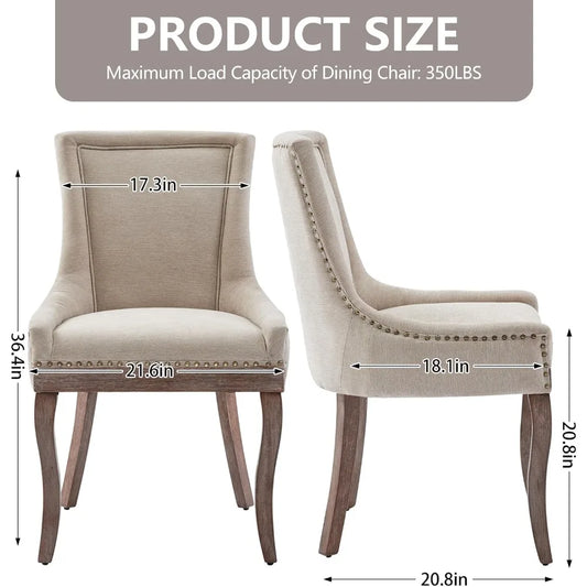 Modern Dining Chairs Set of 6, High Back Dining Chairs with Solid Wood Legs, Upholstered Fabric Dining Room Chairs