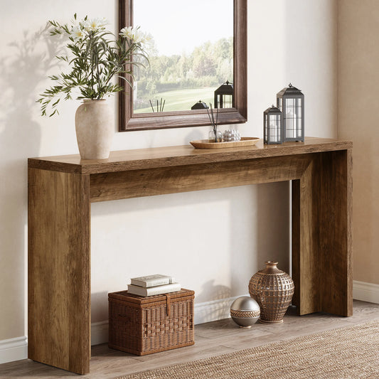 Tribesigns 55-Inch Farmhouse Console Table, Wooden Couch Table Behind Sofa with Storage, Narrow Long Entryway Hallway Table