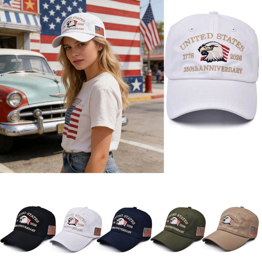 United States 250th Anniversary Baseball Cap - Eagle & Liberty Design, Handmade Embroidery Hat for Men Women, Adjustable