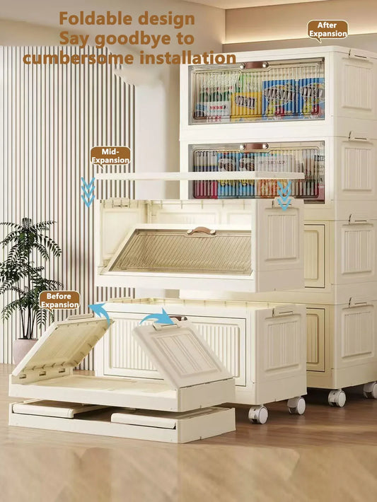 Multilayer Folding Storage Cabinet Multifunction Dustproof Wardrobe Easy-to-Install Closet Organizer for Sundries Locker