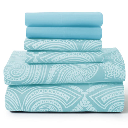 Lux Decor 6Pc Paisley Sheet Set – Soft Microfiber, Wrinkle-Free