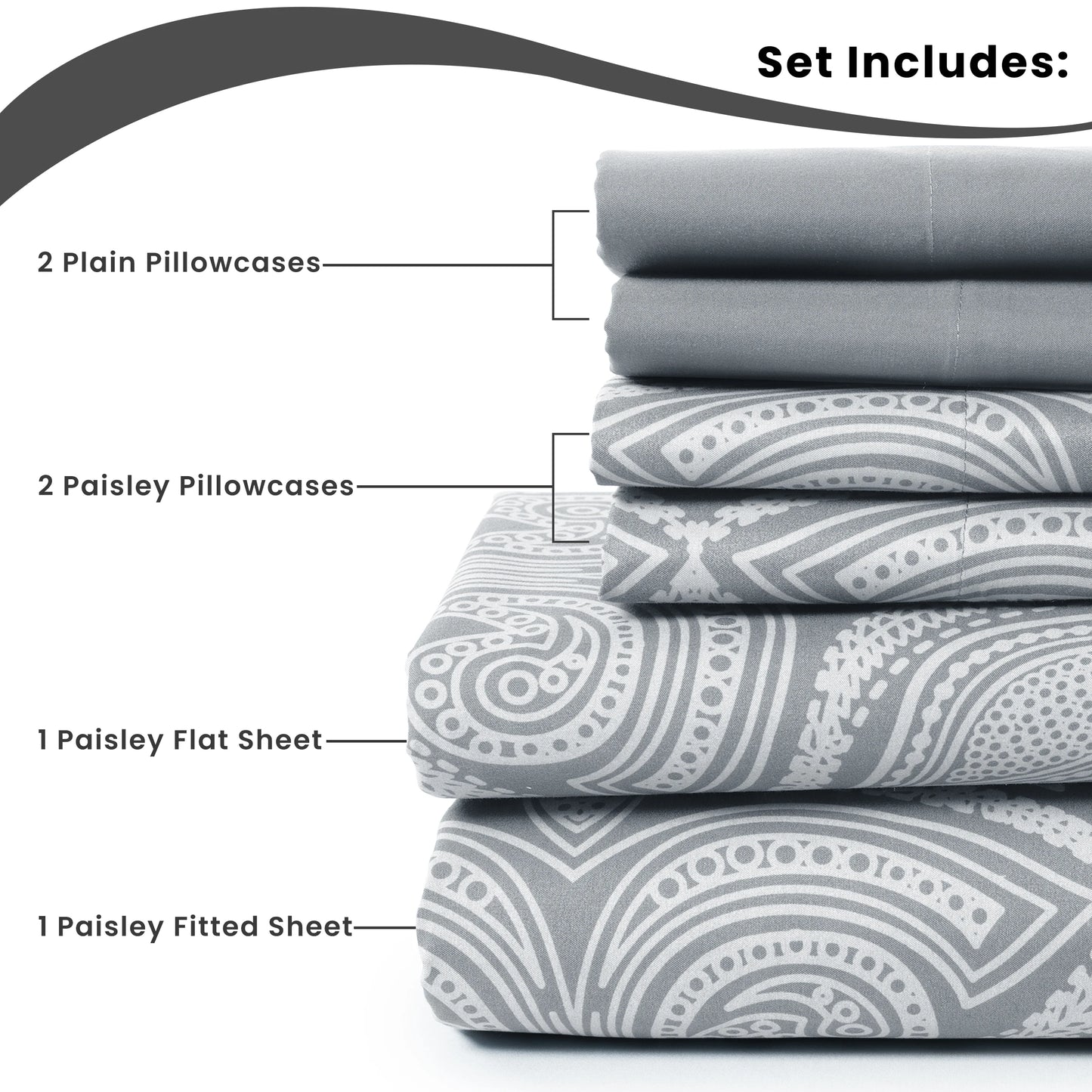 Lux Decor 6Pc Paisley Sheet Set – Soft Microfiber, Wrinkle-Free