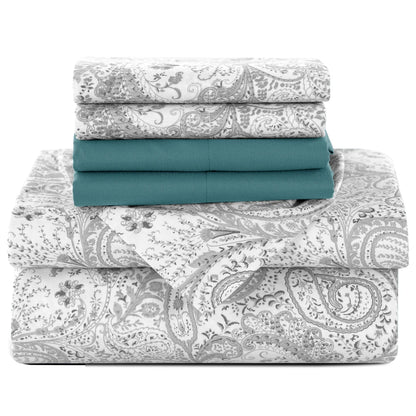 Lux Decor 6Pc Paisley Sheet Set – Soft Microfiber, Wrinkle-Free