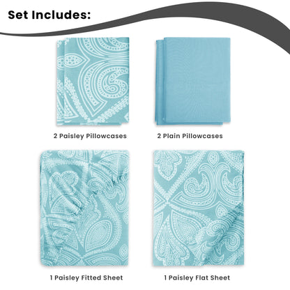 Lux Decor 6Pc Paisley Sheet Set – Soft Microfiber, Wrinkle-Free