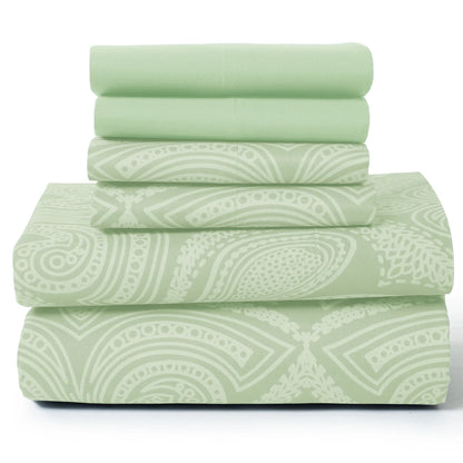 Lux Decor 6Pc Paisley Sheet Set – Soft Microfiber, Wrinkle-Free