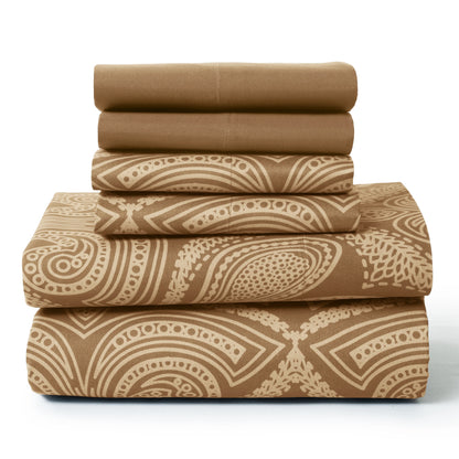Lux Decor 6Pc Paisley Sheet Set – Soft Microfiber, Wrinkle-Free