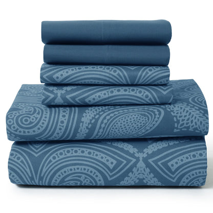 Lux Decor 6Pc Paisley Sheet Set – Soft Microfiber, Wrinkle-Free