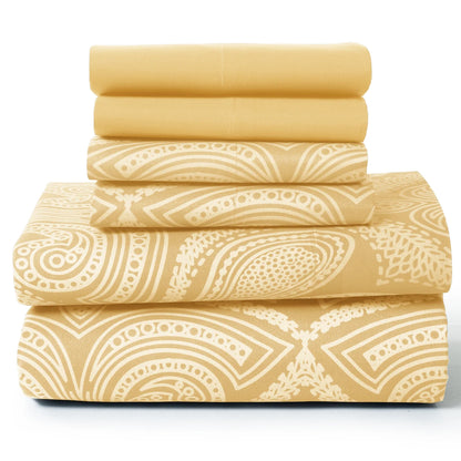 Lux Decor 6Pc Paisley Sheet Set – Soft Microfiber, Wrinkle-Free
