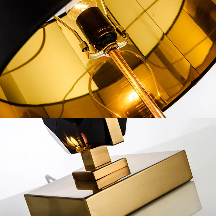 Factory Outlet Post Modern Light Luxury Glass Metal Wind Creative Black Crystal Table Lamp for Hotel for Living Room