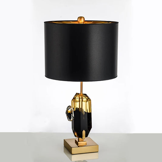 Factory Outlet Post Modern Light Luxury Glass Metal Wind Creative Black Crystal Table Lamp for Hotel for Living Room