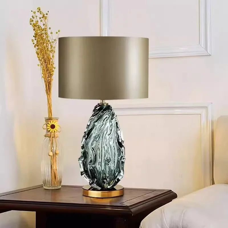 American-style Simple Glass Table Lamp, Stylish and Creative for Villa Living Room, Designer Sample Room, and Hotel Lighting