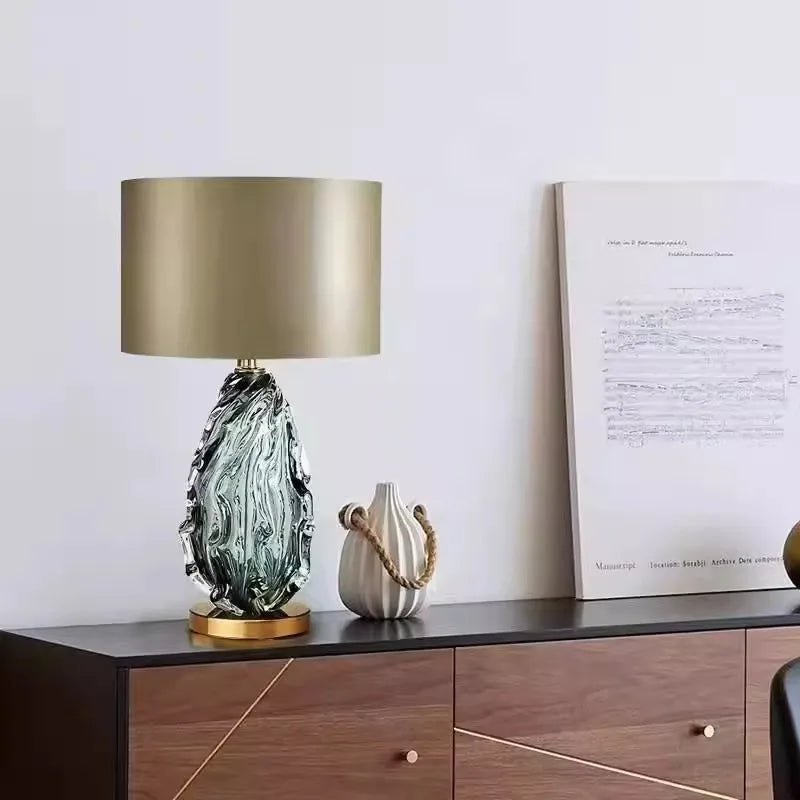 American-style Simple Glass Table Lamp, Stylish and Creative for Villa Living Room, Designer Sample Room, and Hotel Lighting