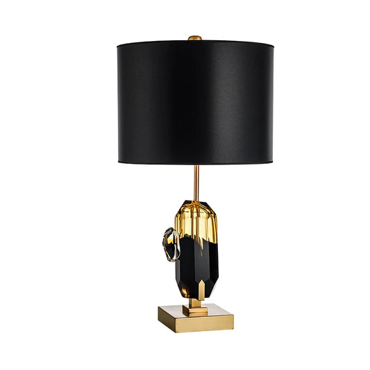 Factory Outlet Post Modern Light Luxury Glass Metal Wind Creative Black Crystal Table Lamp for Hotel for Living Room
