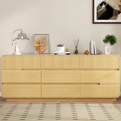 Fluted 9 Drawer Dresser for Bedroom Modern Wooden Chest of Drawers, Closet Storage Organizer for Living Room & Hallway