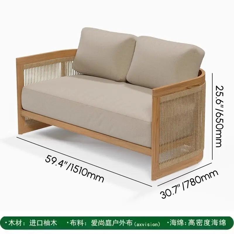 Nordic Style Outdoor Teak Woven Sofa Set Weather-Resistant Comfortable for Patios And Gardens