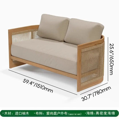 Nordic Style Outdoor Teak Woven Sofa Set Weather-Resistant Comfortable for Patios And Gardens