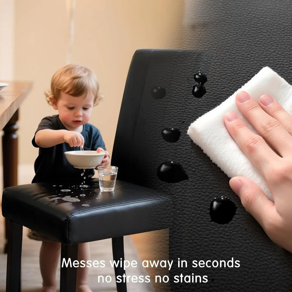 Dining Chairs Set of 4, Faux Leather Dining Room Chairs, Upholstered Parsons Chairs for Dining Room Kitchen Side Chair with Stu