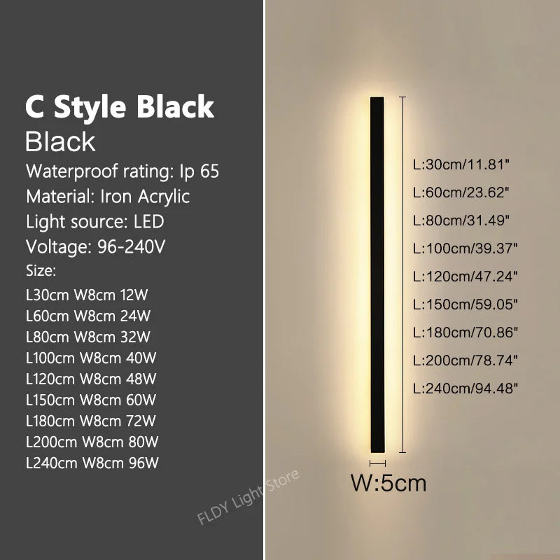 Wall Lamps Line Minimalist  Light Long Strip  Outdoor Waterproof Garden Decoration Villa Background Wall Garden Lights
