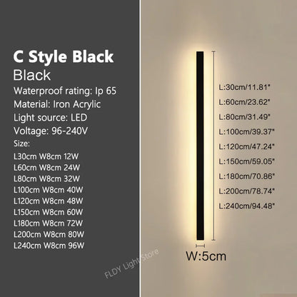 Wall Lamps Line Minimalist  Light Long Strip  Outdoor Waterproof Garden Decoration Villa Background Wall Garden Lights