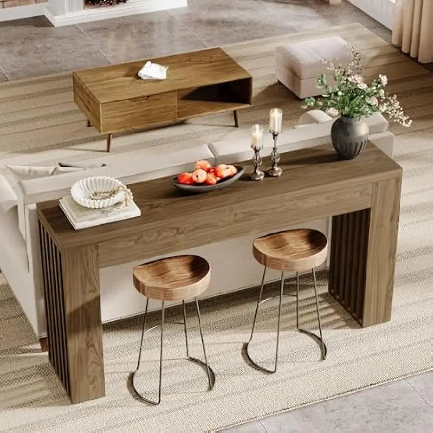 Console Table for Living Room, Farmhouse Entryway Table with Vertical Legs,Rectangular Sofa Tables Accent Table, Hallway, Foyer