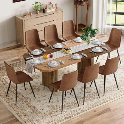 79" Dining Table Set for 8,Large Rectangular Dining Table Set for 8 with Cushioned Chairs,Modern Mid-Century Wood, Custom