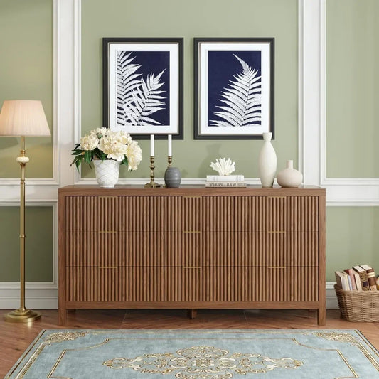 Storage Organizer Dresser with Solid Natural Wood Legs, Modern Large Chest, TV Stand, Mid Century Modern, 9 Drawers，Customized