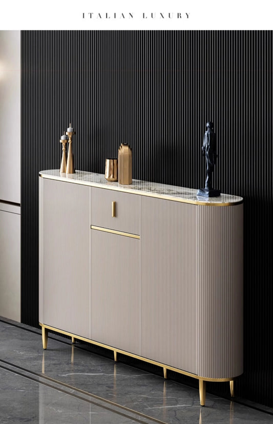 Ultra-thin dining side cabinet, light luxury style small apartment, entrance cabinet, modern simple rock slab living room