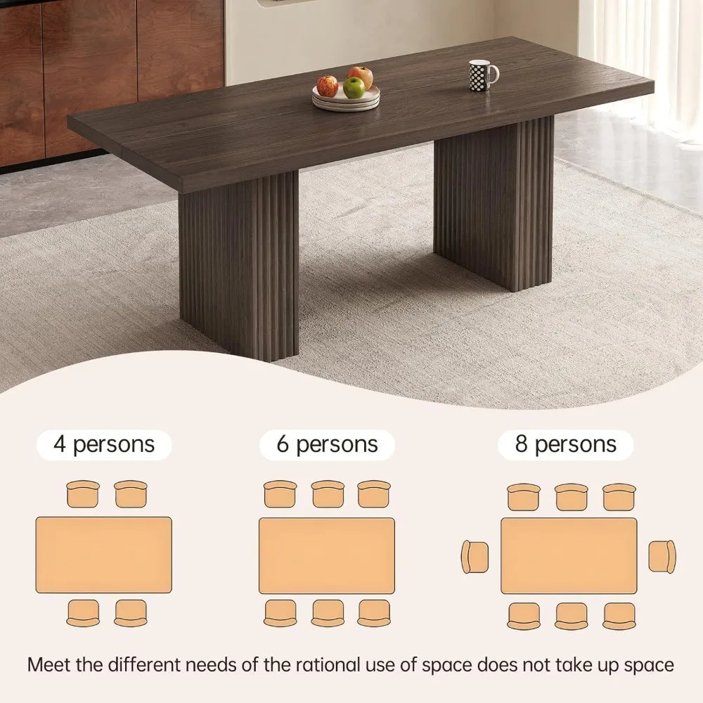 9-Piece Modern Dining Table Set, 66.93" Rectangular Kitchen Table with 8 Chairs, Long Dining Room Table for Living Room, Office,