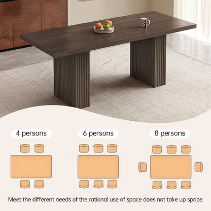 9-Piece Modern Dining Table Set, 66.93" Rectangular Kitchen Table with 8 Chairs, Long Dining Room Table for Living Room, Office,