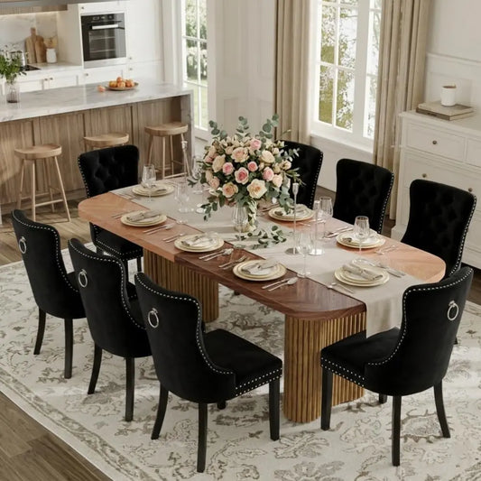 79" Dining Table Set for 8,Large Rectangular Dining Table Set for 8 with Cushioned Chairs,Modern Mid-Century Wood, Custom