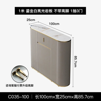 Ultra-thin dining side cabinet, light luxury style small apartment, entrance cabinet, modern simple rock slab living room