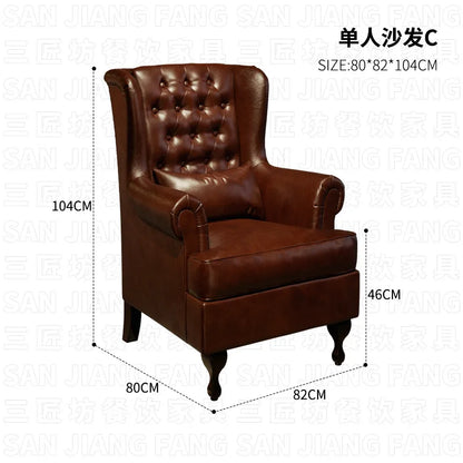 American Retro Style Bar Sofa Chair Clear Bar Small Restaurant Commercial Table and Chair Combination Single Chair