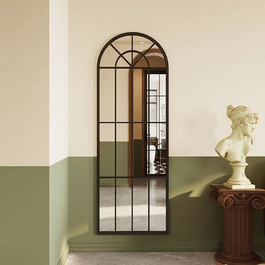American vintage decoration fake window mirror fireplace porch wall hanging mirror Internet celebrity premium arched door full b