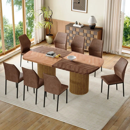 79" Dining Table Set for 8,Large Rectangular Dining Table Set for 8 with Cushioned Chairs,Modern Mid-Century Wood, Custom