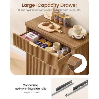 Exquisite Sideboard Buffet Storage Cabinet with Storage and Drawers, Buffet Table Coffee Bar Cabinet for Kitchen Entryway Living