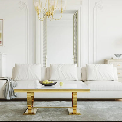 Coffee Table, Rectangle Marble Living Room Tea Table, Elegant Coffee Table for Living Room, Guest Hall