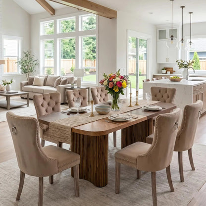 79" Dining Table Set for 8,Large Rectangular Dining Table Set for 8 with Cushioned Chairs,Modern Mid-Century Wood, Custom