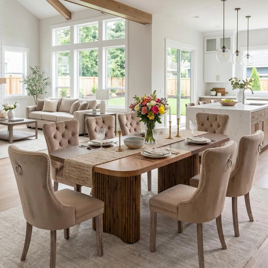 79" Dining Table Set for 8,Large Rectangular Dining Table Set for 8 with Cushioned Chairs,Modern Mid-Century Wood, Custom