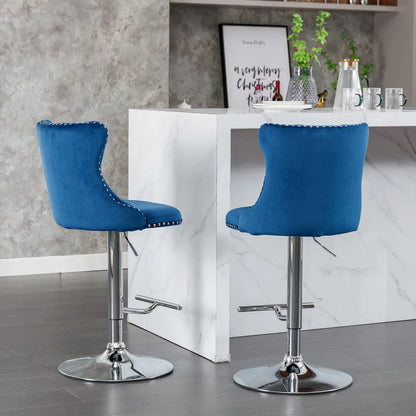 2PCS Swivel Velvet Bar Stools Counter Height Adjustable Seat 360