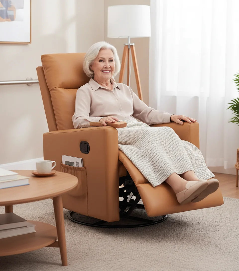 Swivel Rocker Recliner Chair for Adults Comfortable Upholstered Glider with High Back and Deep Seat for Living Room Furniture