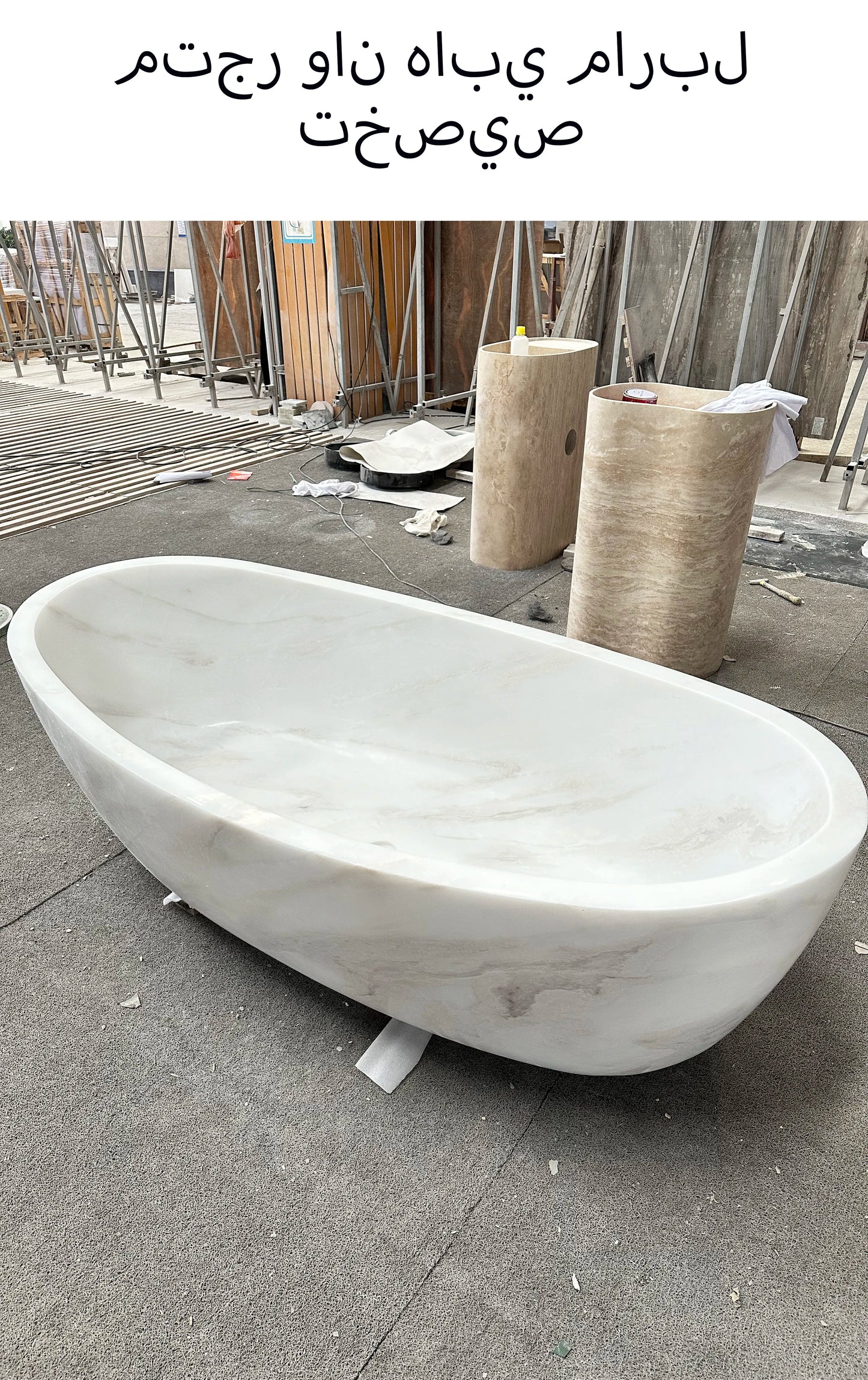 Custom Luxury Marble Bathtub-Hand Carved Solid Stone Bathtub, Independent Bathtub for Master Bathroom and Designed Centerpiece