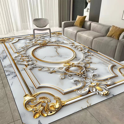 Modern Golden Frame Luxury Carpet Washable Lounge Rug Large Area Living Room Sofa Decoration Rug Bedroom Decor Bedside Floor Mat