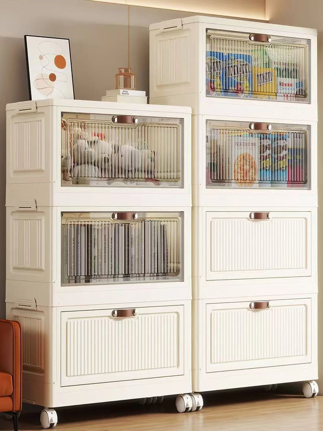 Multilayer Folding Storage Cabinet Multifunction Dustproof Wardrobe Easy-to-Install Closet Organizer for Sundries Locker
