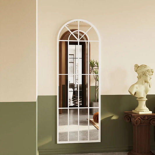 American vintage decoration fake window mirror fireplace porch wall hanging mirror Internet celebrity premium arched door full b