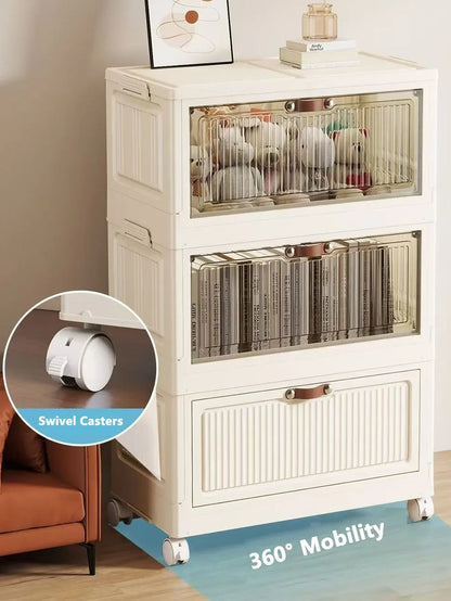 Multilayer Folding Storage Cabinet Multifunction Dustproof Wardrobe Easy-to-Install Closet Organizer for Sundries Locker