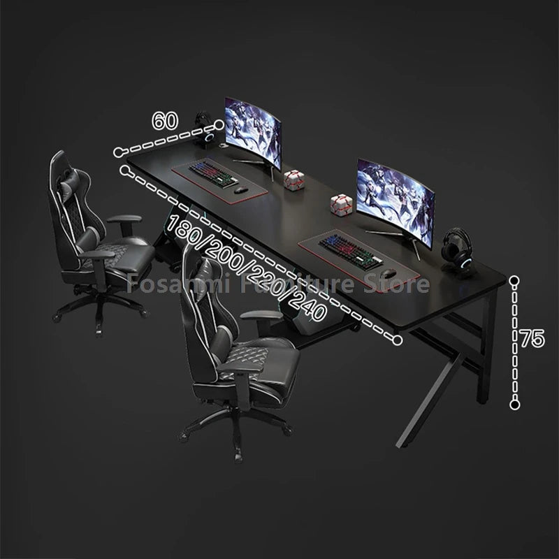Large 2-Person Gamer PC Desk with K-Shaped Leg Modern Office Double Computer Desks Spacious Home Study Gaming Long Table for Two